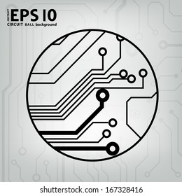 EPS10 vector black and gray circuit circle ball background