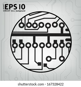 EPS10 vector black and gray circuit circle ball background
