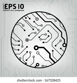 EPS10 vector black and gray circuit circle ball background