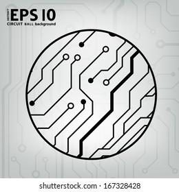 EPS10 vector black and gray circuit circle ball background