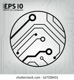 EPS10 vector black and gray circuit circle ball background