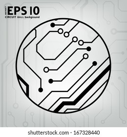 EPS10 vector black and gray circuit circle ball background