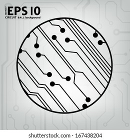 EPS10 vector black and gray circuit circle ball background