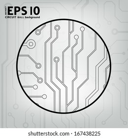 EPS10 vector black and gray circuit circle ball background