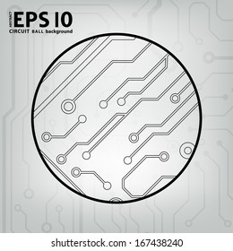 EPS10 vector black and gray circuit circle ball background
