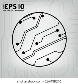 EPS10 vector black and gray circuit circle ball background