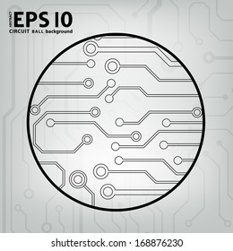 EPS10 vector black and gray circuit circle ball background