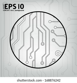 EPS10 vector black and gray circuit circle ball background