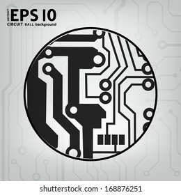 EPS10 vector black and gray circuit circle ball background