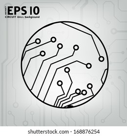 EPS10 vector black and gray circuit circle ball background