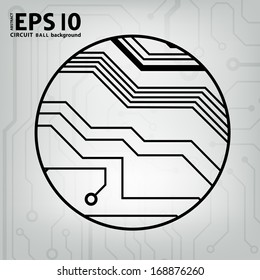EPS10 vector black and gray circuit circle ball background