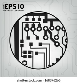 EPS10 vector black and gray circuit circle ball background