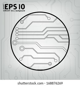 EPS10 vector black and gray circuit circle ball background