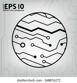 EPS10 vector black and gray circuit circle ball background