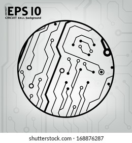 EPS10 vector black and gray circuit circle ball background