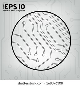 EPS10 vector black and gray circuit circle ball background