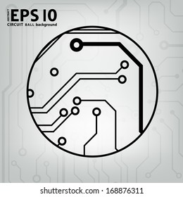 EPS10 vector black and gray circuit circle ball background