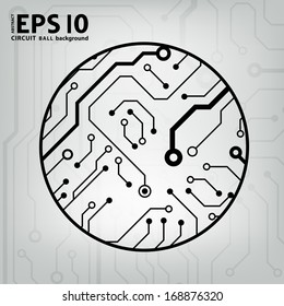 EPS10 vector black and gray circuit circle ball background