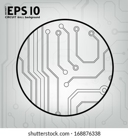 EPS10 vector black and gray circuit circle ball background