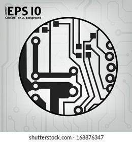 EPS10 vector black and gray circuit circle ball background