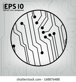 EPS10 vector black and gray circuit circle ball background 