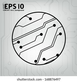 EPS10 vector black and gray circuit circle ball background 