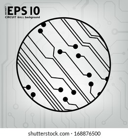 EPS10 vector black and gray circuit circle ball background 