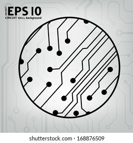 EPS10 vector black and gray circuit circle ball background 