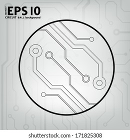 EPS10 vector black and gray circuit circle ball background
