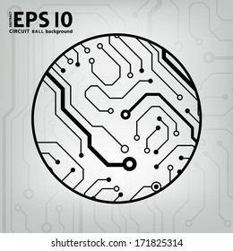 EPS10 vector black and gray circuit circle ball background