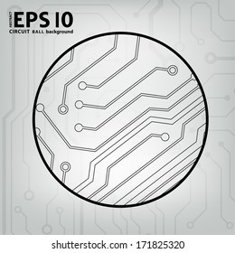 EPS10 vector black and gray circuit circle ball background