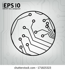 EPS10 vector black and gray circuit circle ball background