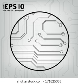 EPS10 vector black and gray circuit circle ball background