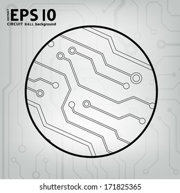 EPS10 vector black and gray circuit circle ball background