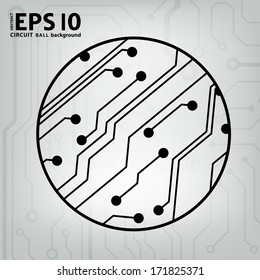 EPS10 vector black and gray circuit circle ball background