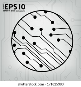 EPS10 vector black and gray circuit circle ball background