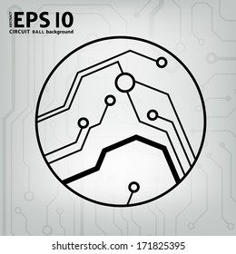 EPS10 vector black and gray circuit circle ball background