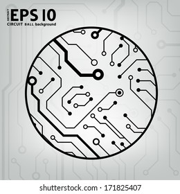 EPS10 vector black and gray circuit circle ball background