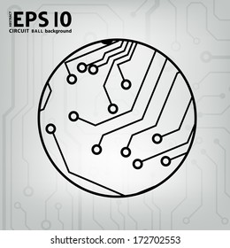 EPS10 vector black and gray circuit circle ball background