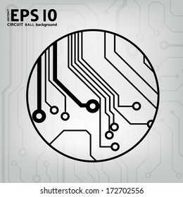 EPS10 vector black and gray circuit circle ball background