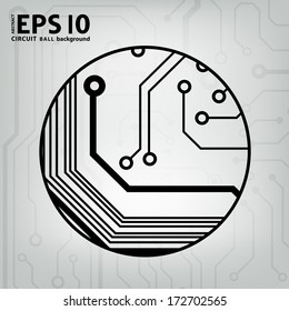 EPS10 vector black and gray circuit circle ball background