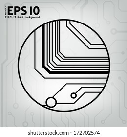 EPS10 vector black and gray circuit circle ball background
