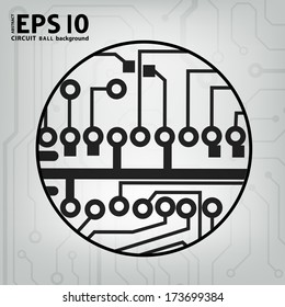 EPS10 vector black and gray circuit circle ball background