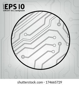 EPS10 vector black and gray circuit circle ball background 