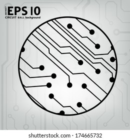 EPS10 vector black and gray circuit circle ball background 