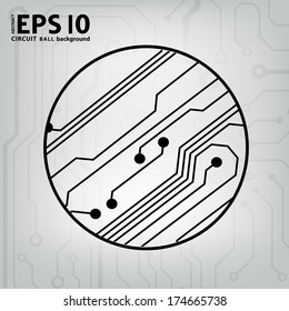 EPS10 vector black and gray circuit circle ball background 