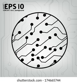 EPS10 vector black and gray circuit circle ball background 