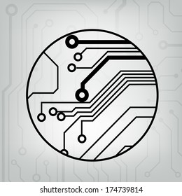 EPS10 vector black and gray circuit circle ball background 