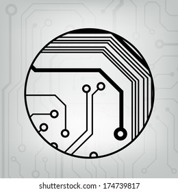 EPS10 vector black and gray circuit circle ball background 