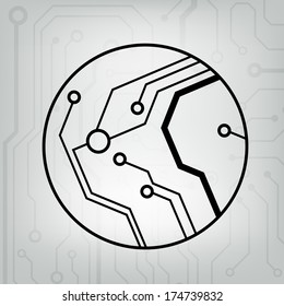 EPS10 vector black and gray circuit circle ball background 